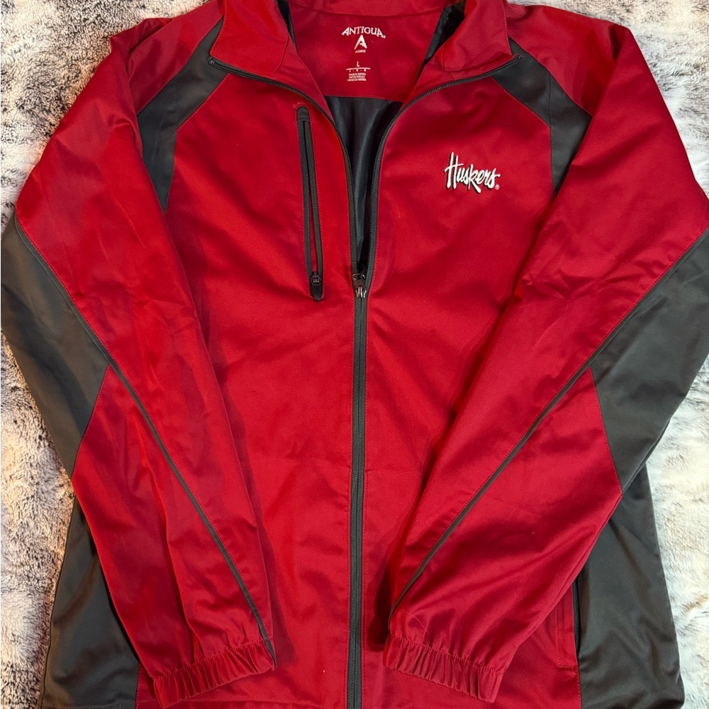 Antigua Women's Red and Black Huskers Jacket Size Large